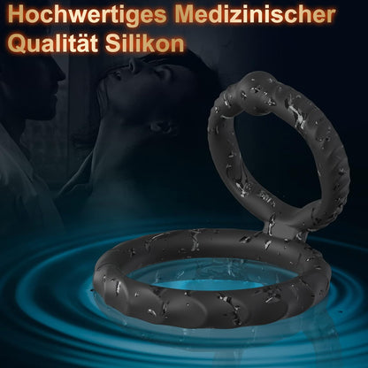 2 in 1 Deluxe Silicone Dual Cock Ring Erection Set 