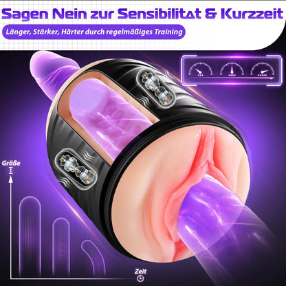 3 IN 1 Realistischer Elektrischer Masturbator Penistrainer mit 10 Leistungsstarke Vibrationen