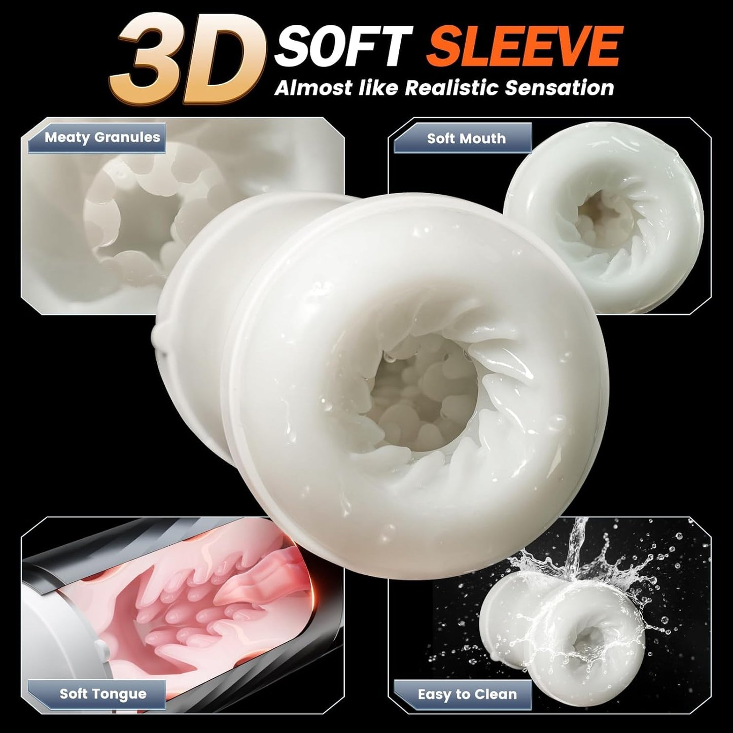 Automatischer Masturbator Stroker Blowjob mit 10 Vibrations & Leckmodi 7 Stoß & 5 Saugmodi