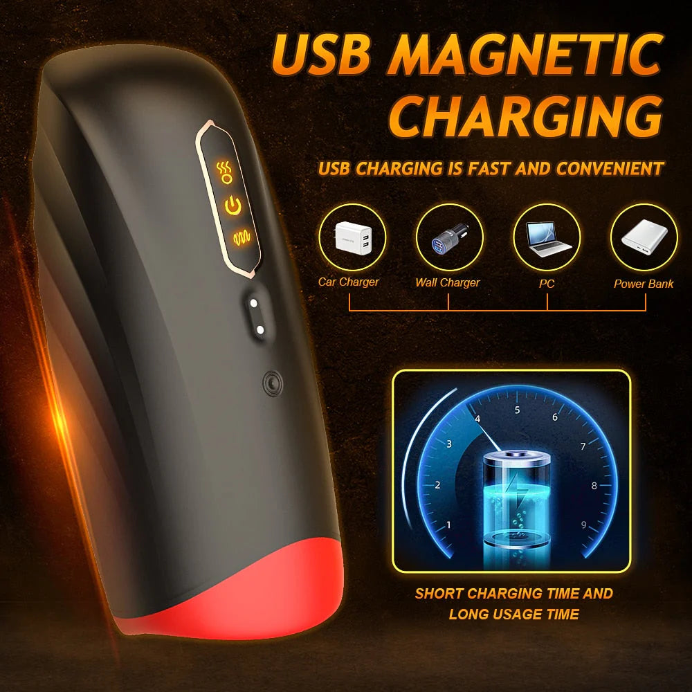 3 IN 1 Oral Stroker Blowjob Masturbator mit 5 Klemm 10 Vibrations und 42°C Heizmodi