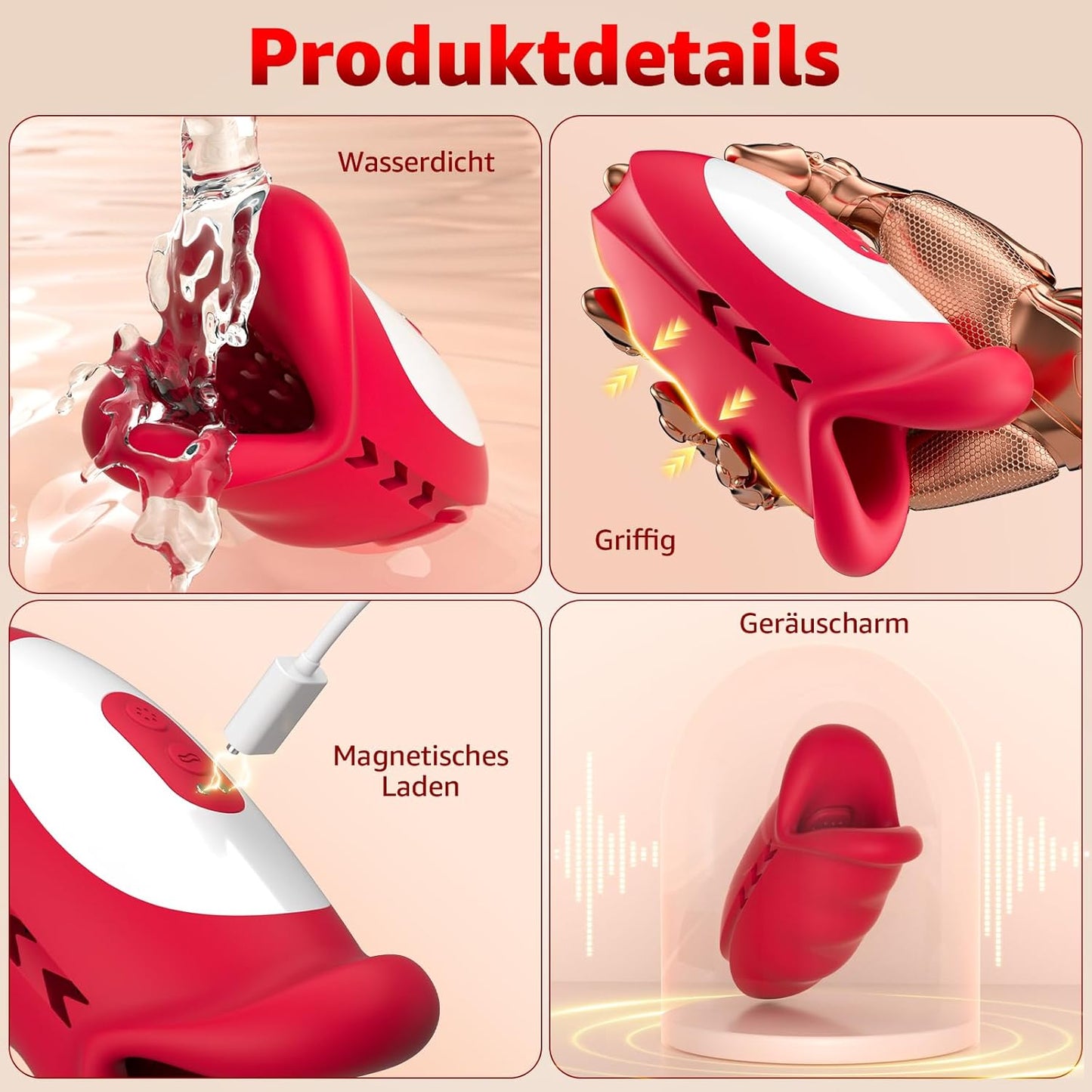 360° Blowjob Stroker Penistrainer Vibrator Masturbatoren mit 10 Wellen & Vibrationsmodi