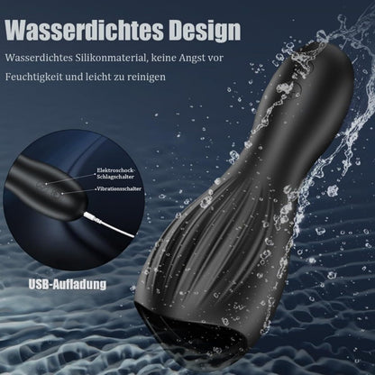 E-stim Penistrainer Eichel Vibrator Stimulator mit 10 Vibrationsmodi & 10 Elektroschocks