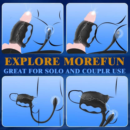 3 IN 1 Penistrainer Vibrator Stroker Masturbatoren mit 10 Vibrationsmodi & Anal Plug