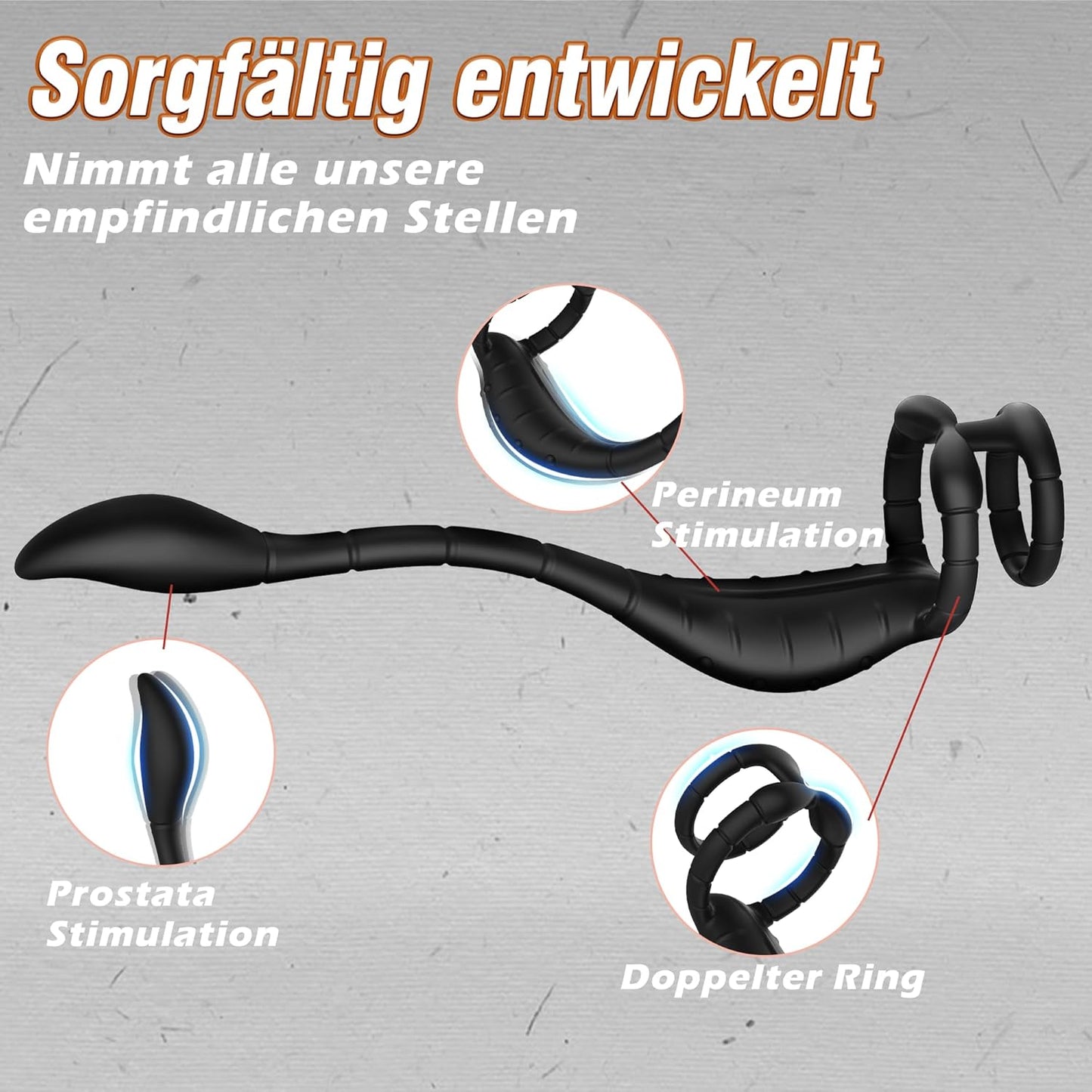 4 in 1 Penisring Analvibrator Prostata Stimulator mit 9 Vibrationsmodi