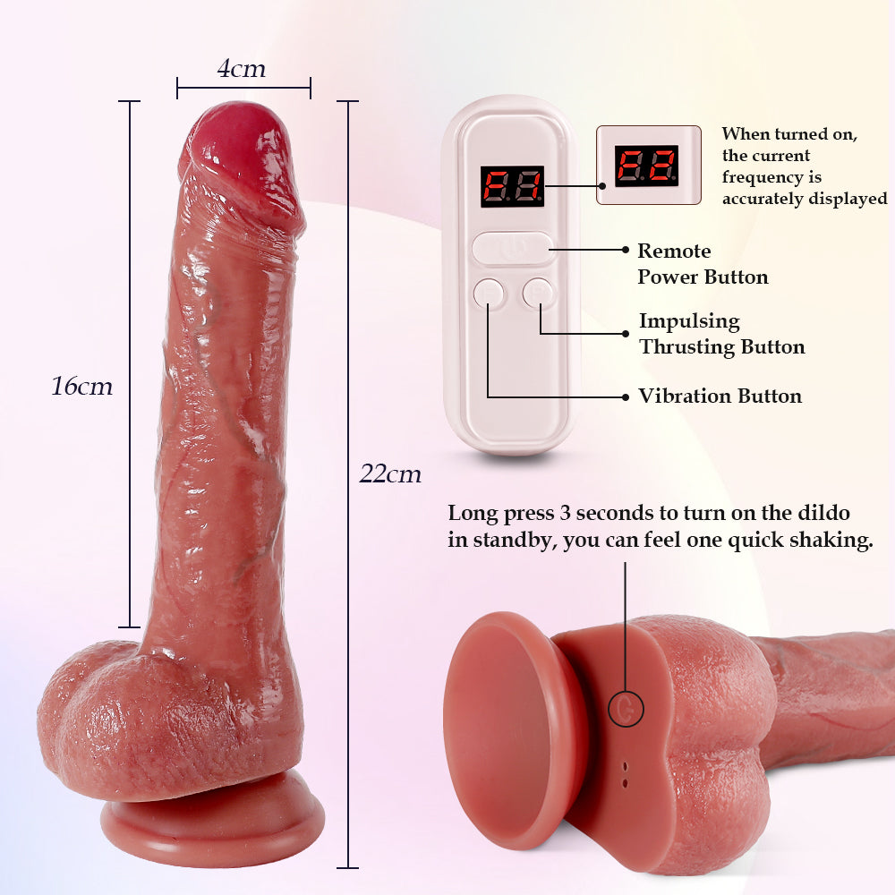 360°Rotierender Realistischer Dildo Vibrator mit 3 Geschwindigkeiten und 6 Antriebsmodi