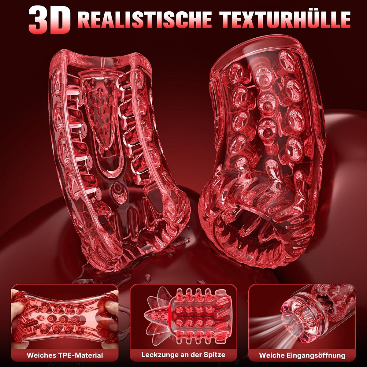 Intelligente APP‑Steuerung Masturbieren Penispumpe Stroker Blowjob mit 9 Saugen & 9 Stoßmodi
