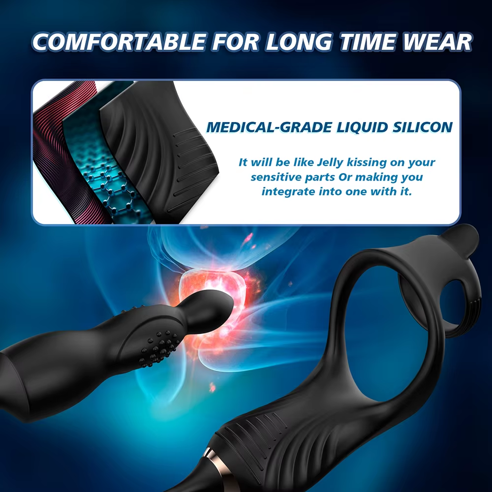 Analvibrator Butt Plug Prostatamassager Penisring mit 10 Plus Modi