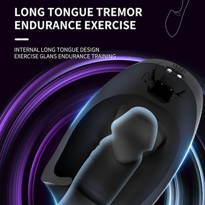 Mannelijke cup masturbator penistraining vibrator met tonglikken en 10 vibratiemodi 