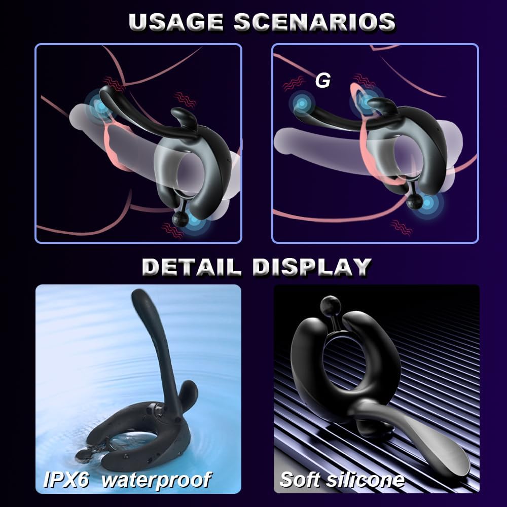 3 IN 1 Penisring Vibrator Massagegerät mit 7 Leistungsstarken Vibrationsmodi