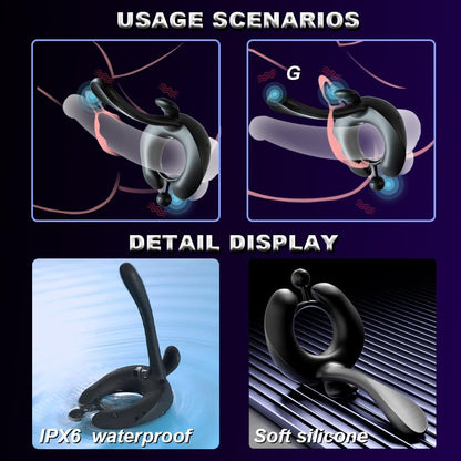 3 IN 1 Penisring Vibrator Massagegerät mit 7 Leistungsstarken Vibrationsmodi