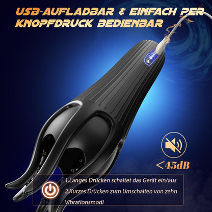 Penistrainer Vibrator Eichelmassagegerät Stimulator Oralsex Masturbatoren mit 10 Modi