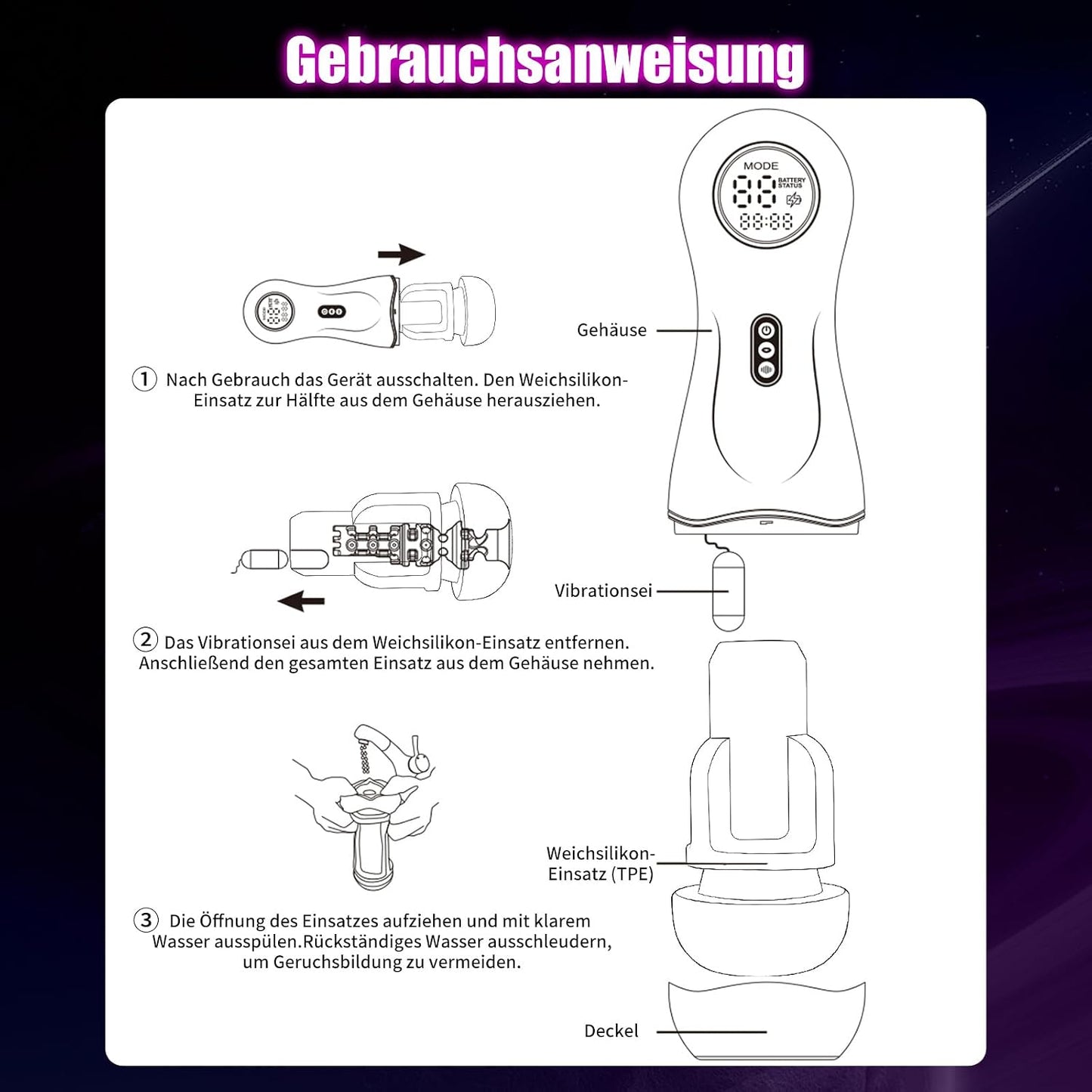Elektrischer Masturbator Penis Vibrator Trainer Eichel Stimulator mit 12 Saug & Vibrations