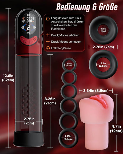 4 IN 1 Automatisch Penispumpe Masturbator mit 4 Trainingsmodi & 8 Saugstufen