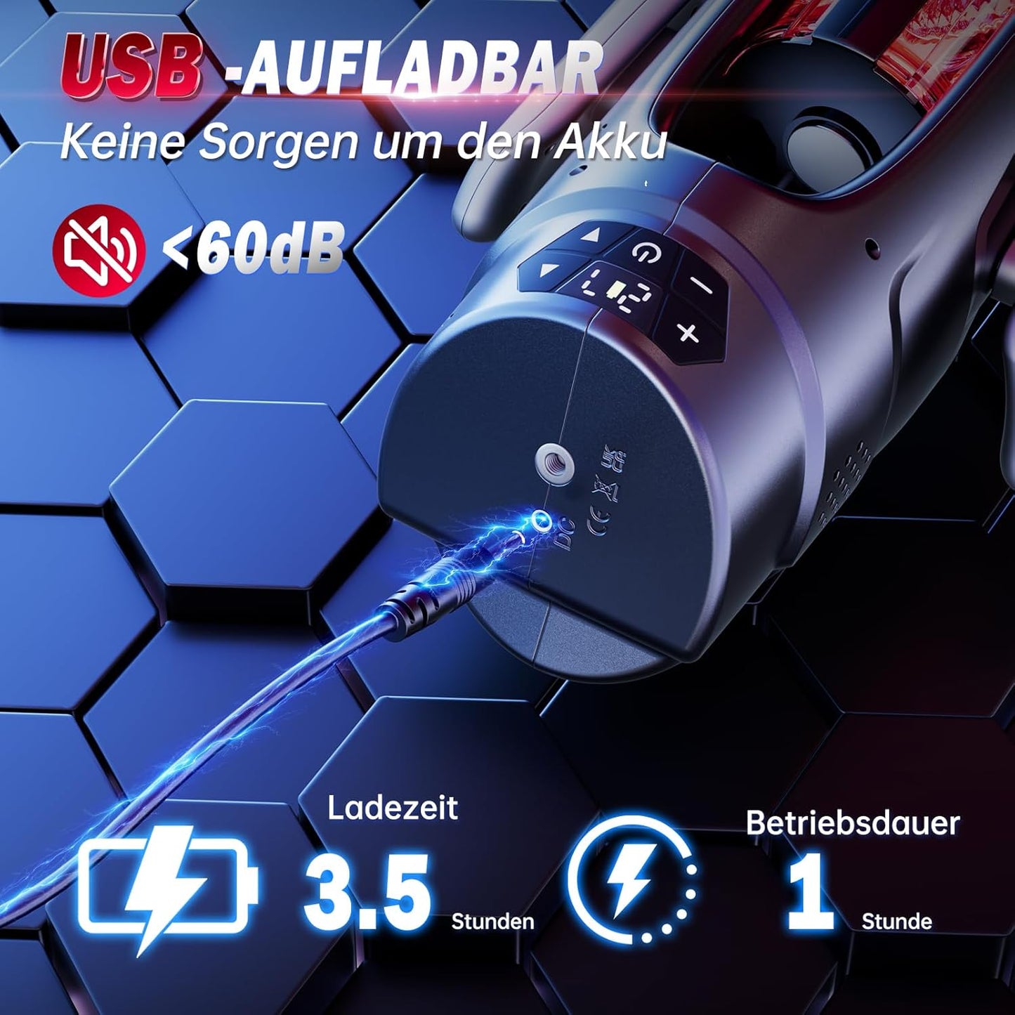 Doppelgriff  Elektrischer Masturbator Penis Vibrator Trainer mit 7 Teleskopfunktion