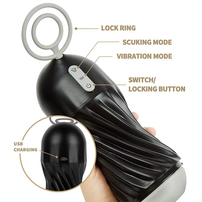 Automatischer Masturbatoren Stroker Blowjob mit 7 vibrierenden & 5 Saug & Drehmodi