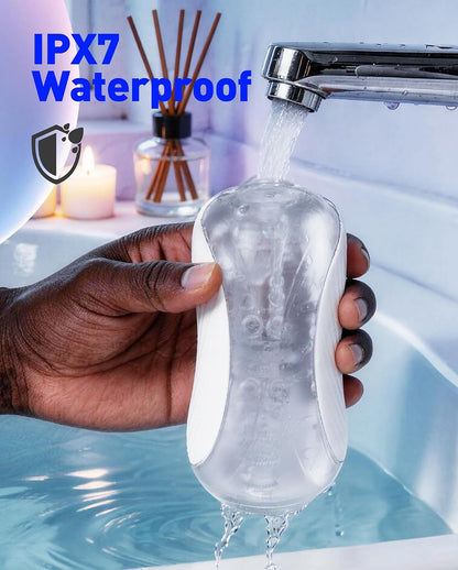 Quetschbarer Taschenpussy Stroker Blowjob Masturbator mit 8 Vibrationsmodi & Dualmotoren