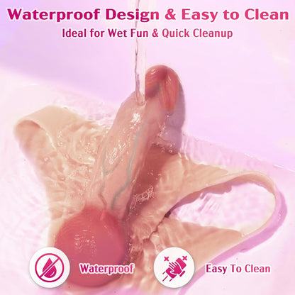 Realistischer Ultra-elastischer Tragbarer Strap-On Dreieck Dildo Vibrator zum Aufschnallen