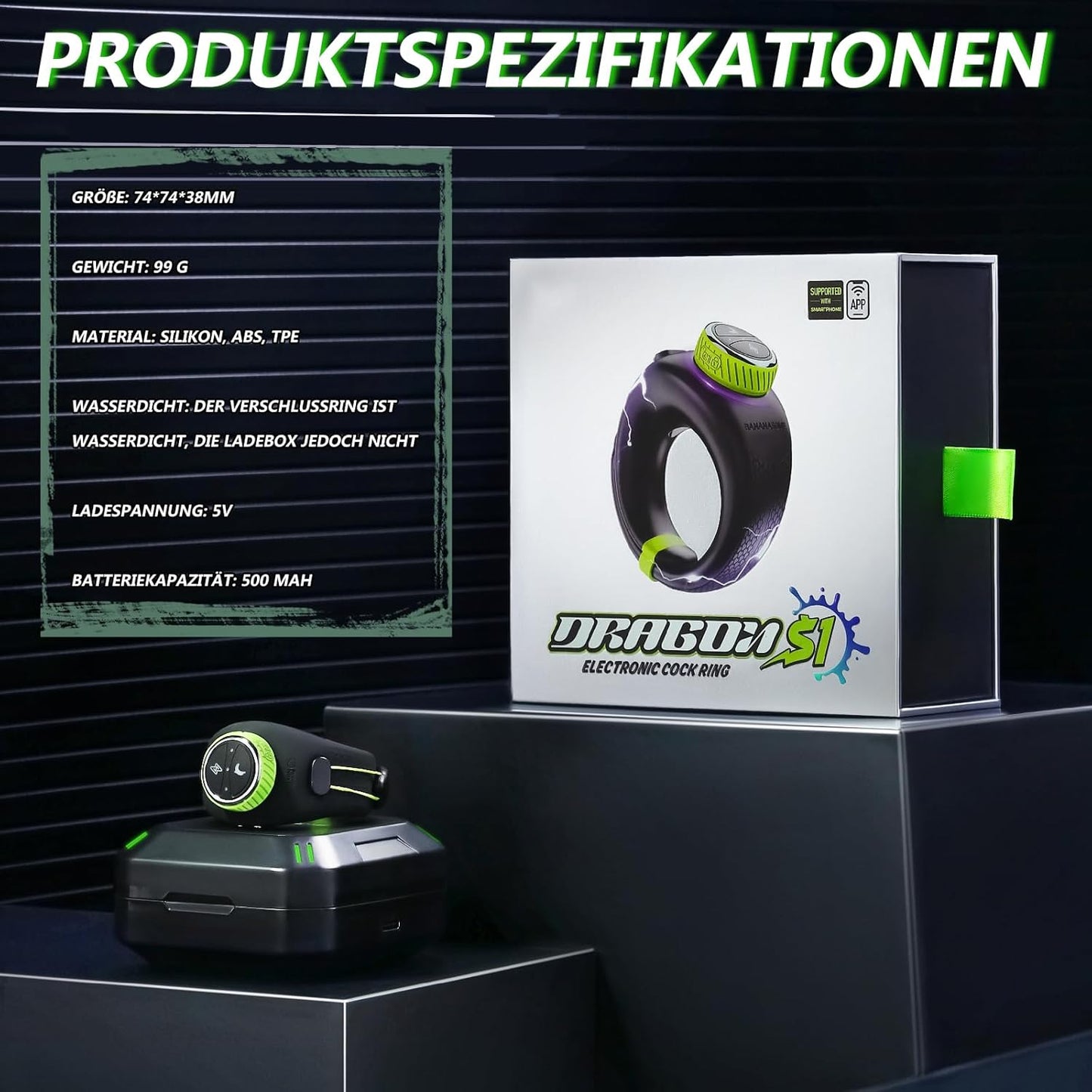 E-stim Penistrainer Vibrator Cockring Masturbatoren mit 10 Vibrationsmodi & 6 Strommodi