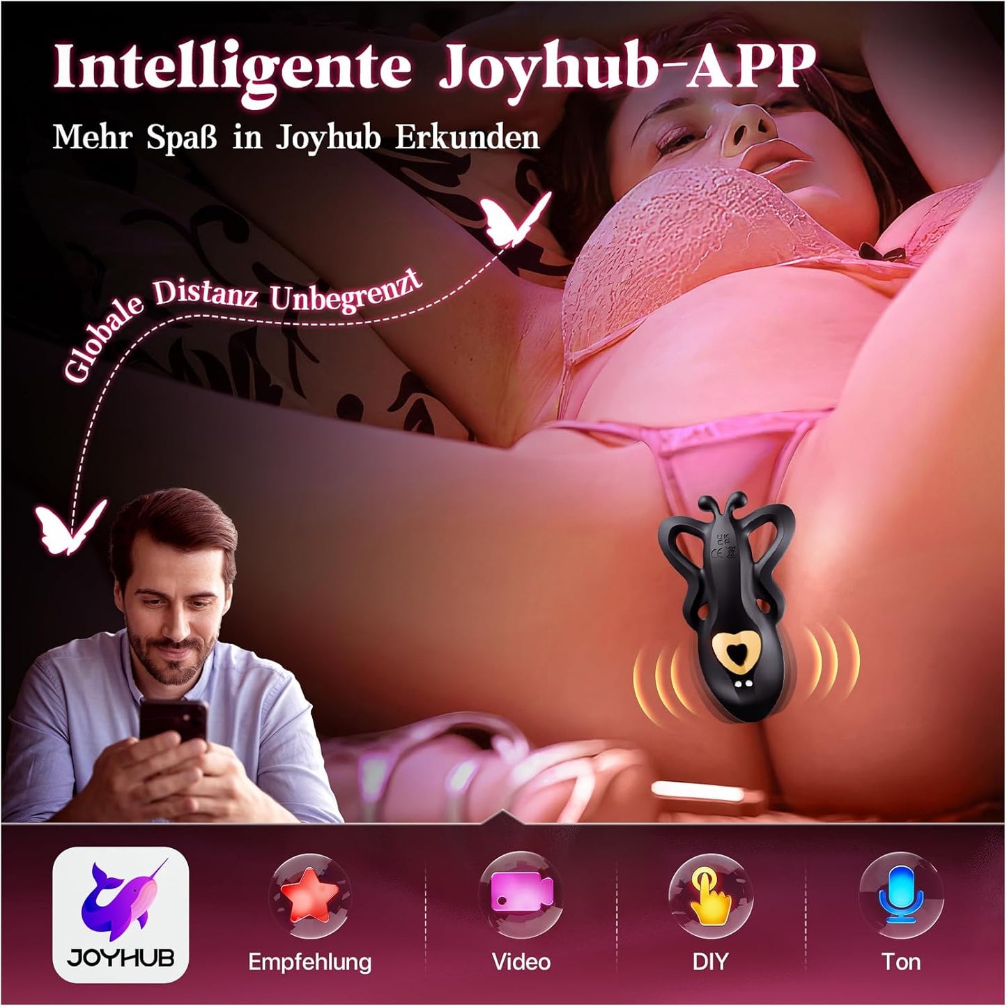 Klitoris Vulva Vibrator Butterfly Klitorisstimulator mit 9 Vibrationen & APP Fernbedienung