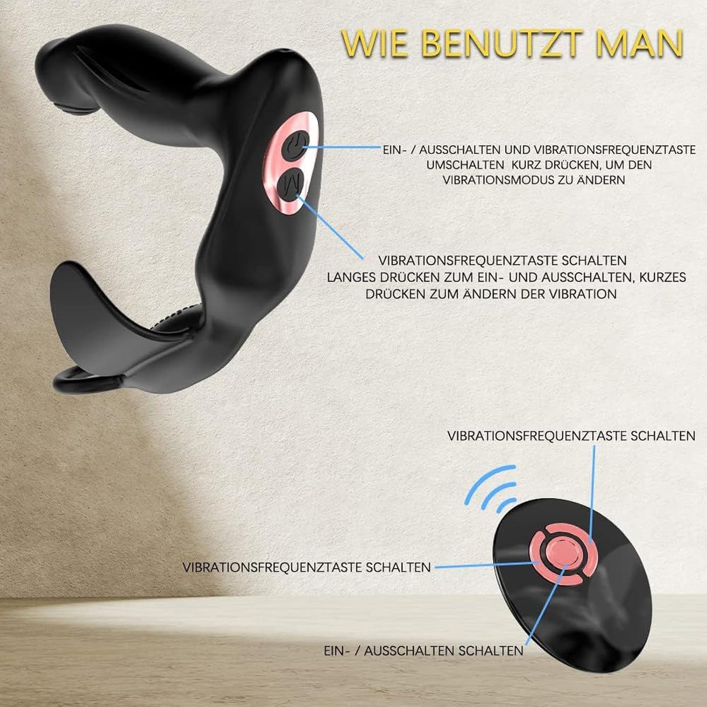 Prostata Massagegerät Analvibratoren Penisring mit 42℃ Heizmodus & 10 Vibrationsmodi