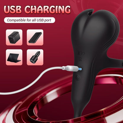 3 IN 1 Prostata Stimulation Cockring Hodenvibrator Anal Toy mit 10 Stoßfunktion & Vibrationen