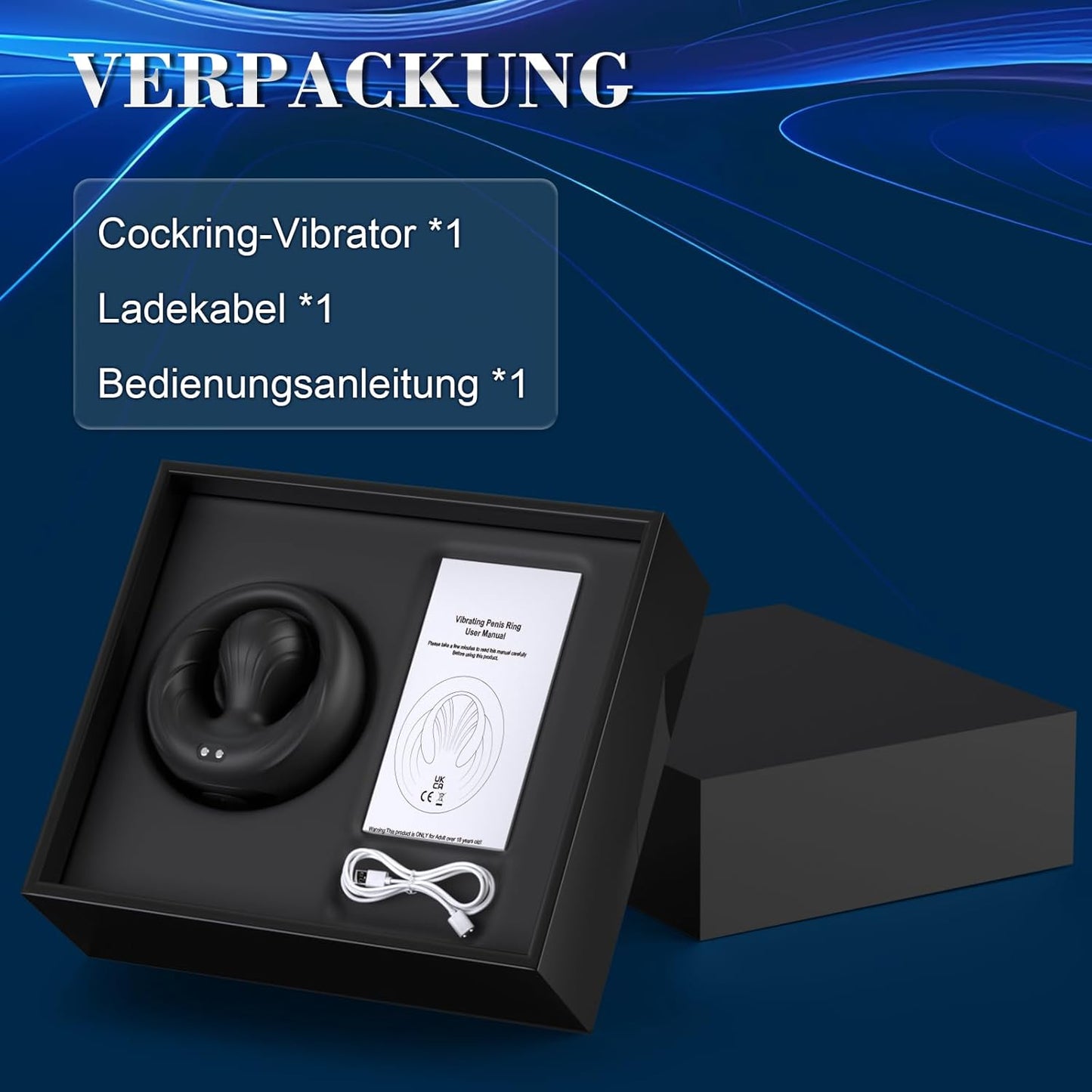 360° Verstellbarer Penisring Vibrator Stimulator Masturbator mit 10 Vibrations