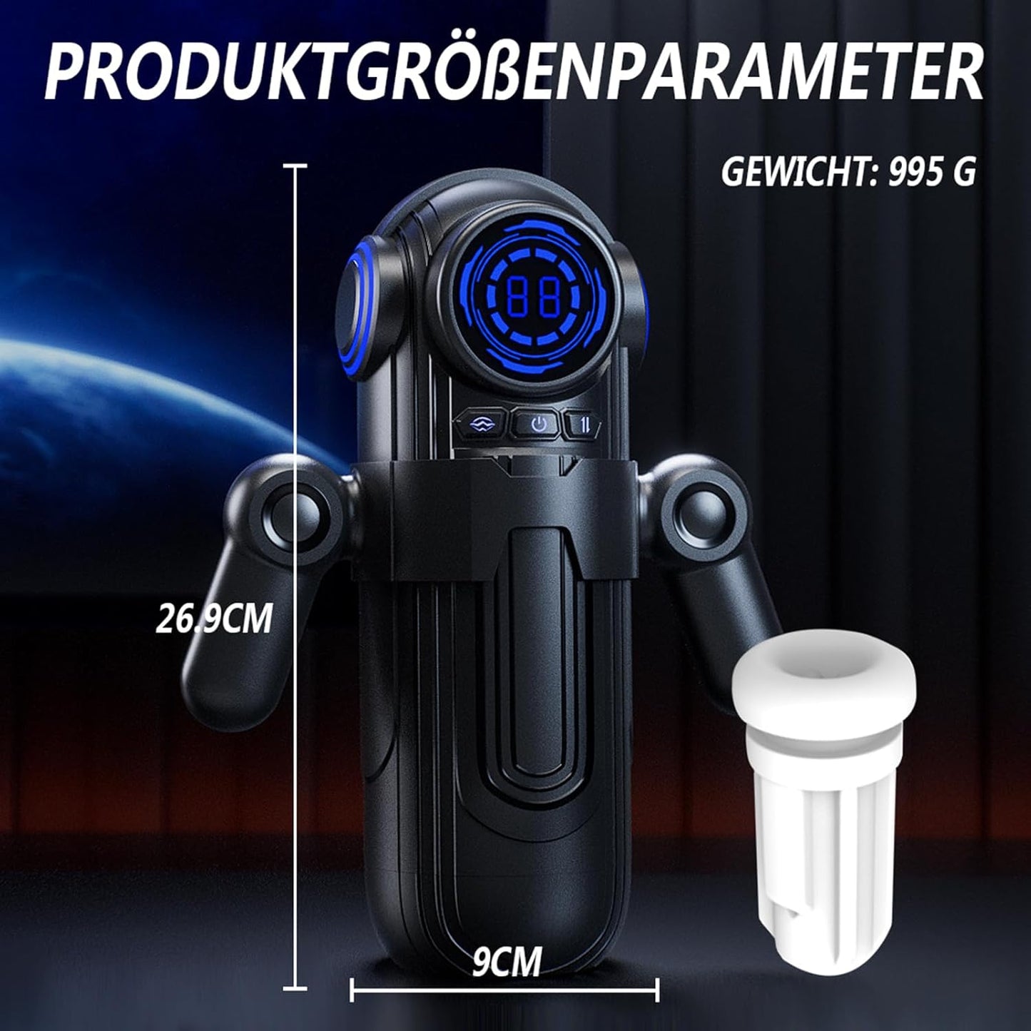 Elektrischer Masturbator Stroker Blowjob mit 4 Teleskopfunktion & 9 Vibration & 4 Saugen