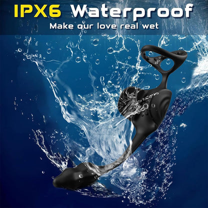 3 IN 1 Hodenvibrator Penisring Vibratoren Prostata Stimulator Massagegeräte mit 9 Vibrationsmodi