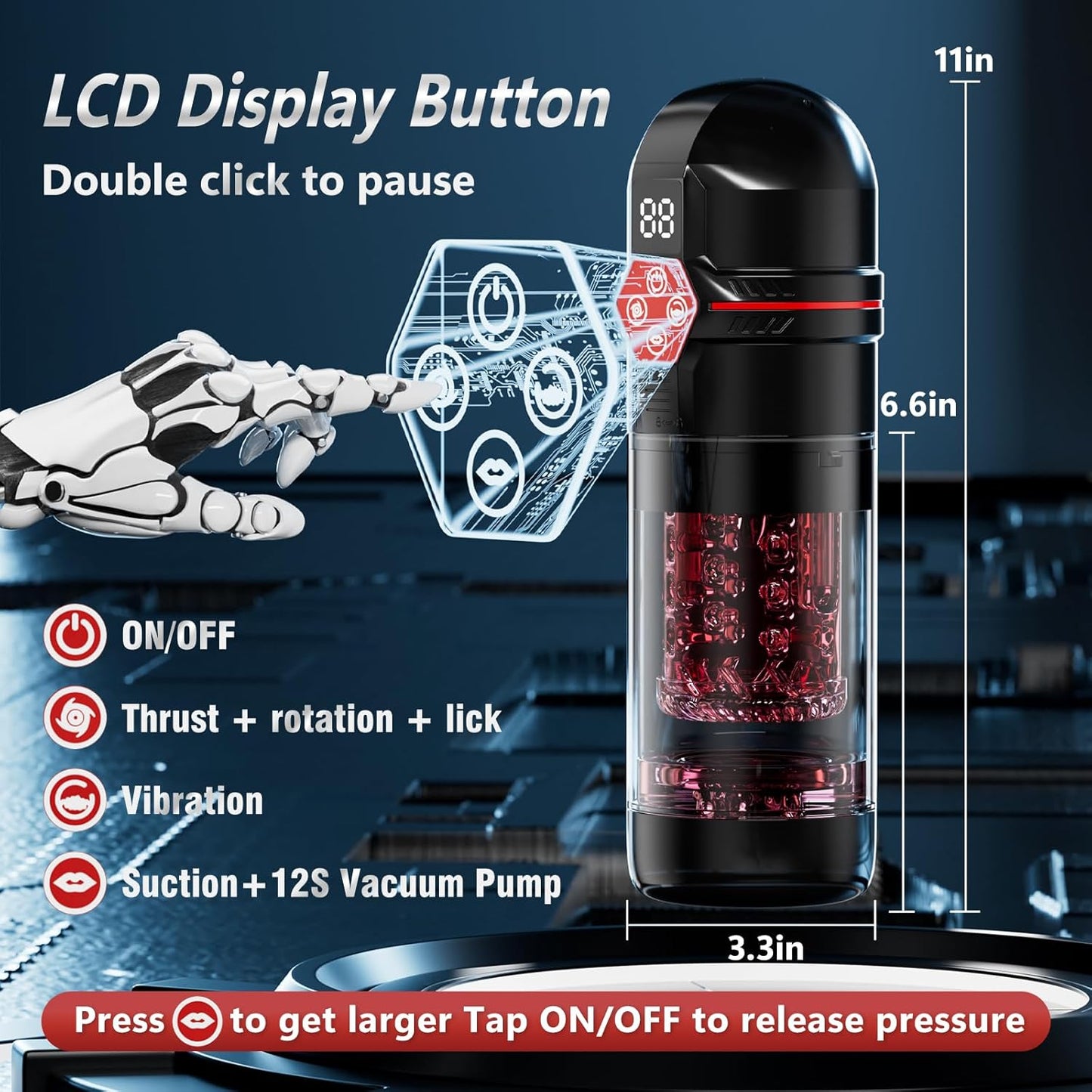 AI-Sync Masturbator Penis Pump mit 12-S Saugpumpe & 7 Schlag & Dreh & Vibrations& Saug & Lickfunktionen