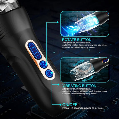 Oralsex Masturbator Penistrainer Vibrator mit 10 Vibrations und 5 Rotationsmodi