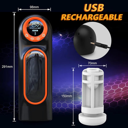 3 IN 1 Elektrischer Masturbatoren Stroker mit 10 Vibrations + 10 Stoßmodi + 4 Saugmodi