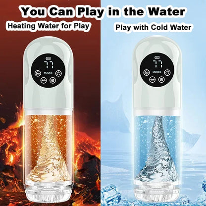 6 IN 1 Automatischer Masturbator Penispumpe mit 7 Saug & Stoß & Dreh & Leckfunktionen