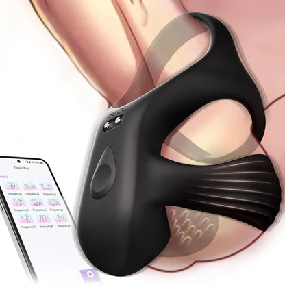 Elektrischer Hodenvibrator Massagegerät Penistrainer Cock Ring mit 9 Vibrationsmodi
