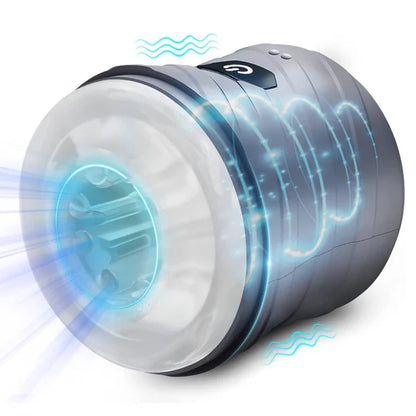 Doppelendiger Penistrainer Vibrator Stroker Blowjob Masturbator mit 7 Vibrationsmodi