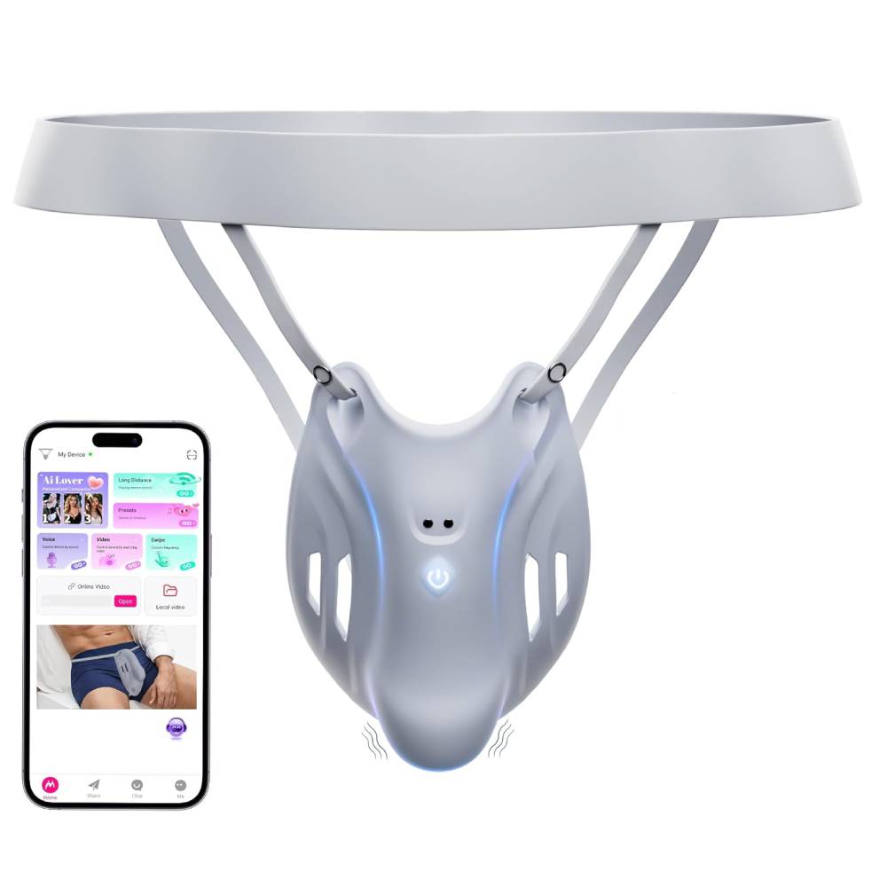 Tragbarer Peniskäfig Keuschheitsgürtel BDSM-Schutz Hodentrainer mit 9 Vibrationsmodi