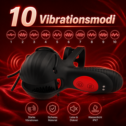 3 IN 1 Cock Ring Hodenstimulator Penistrainer Vibrator mit 10 Vibrationsmodi