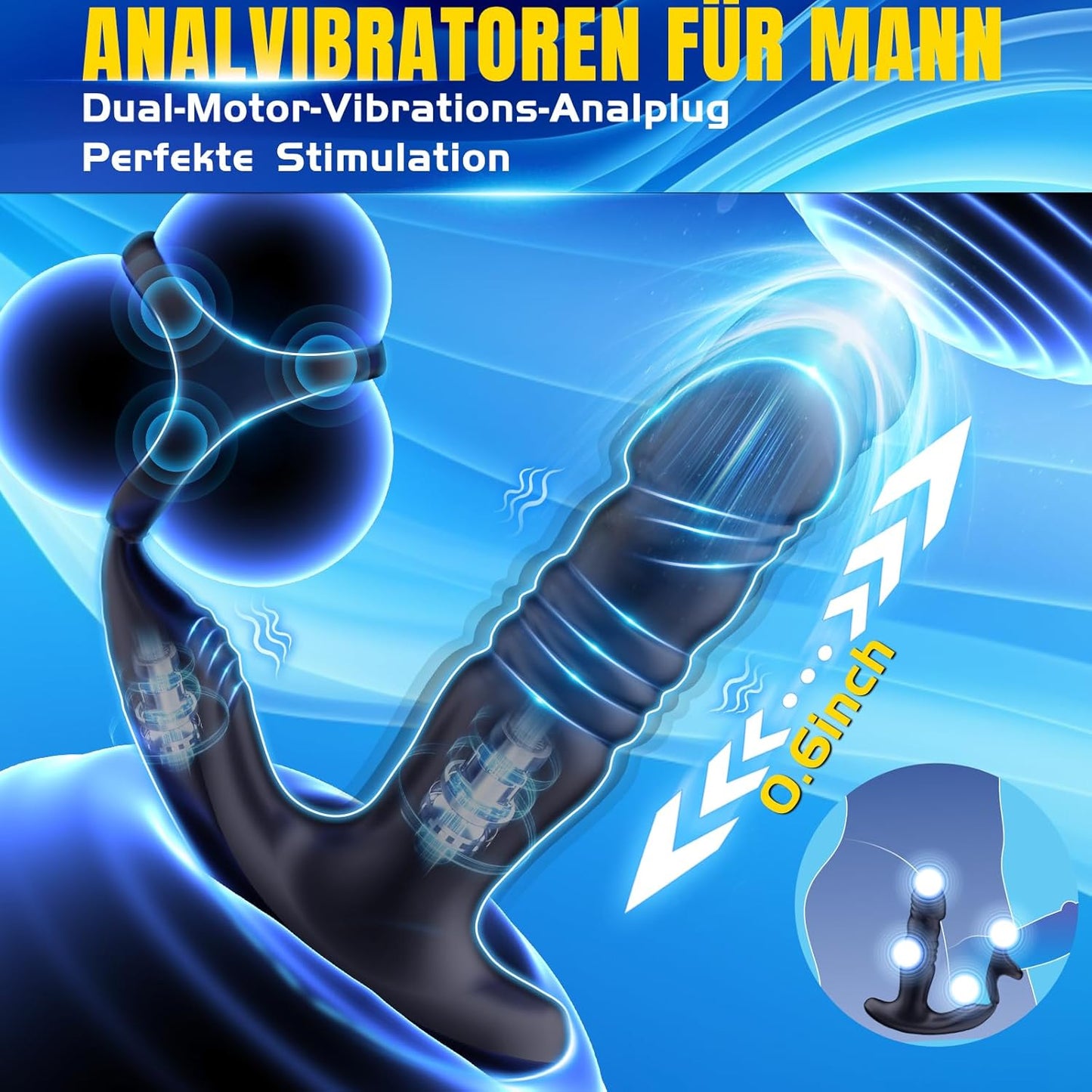 4 IN 1 Analvibrator Penisring Prostata Massagegerät mit 9 Schubmodi & 9 Vibrationsstufen