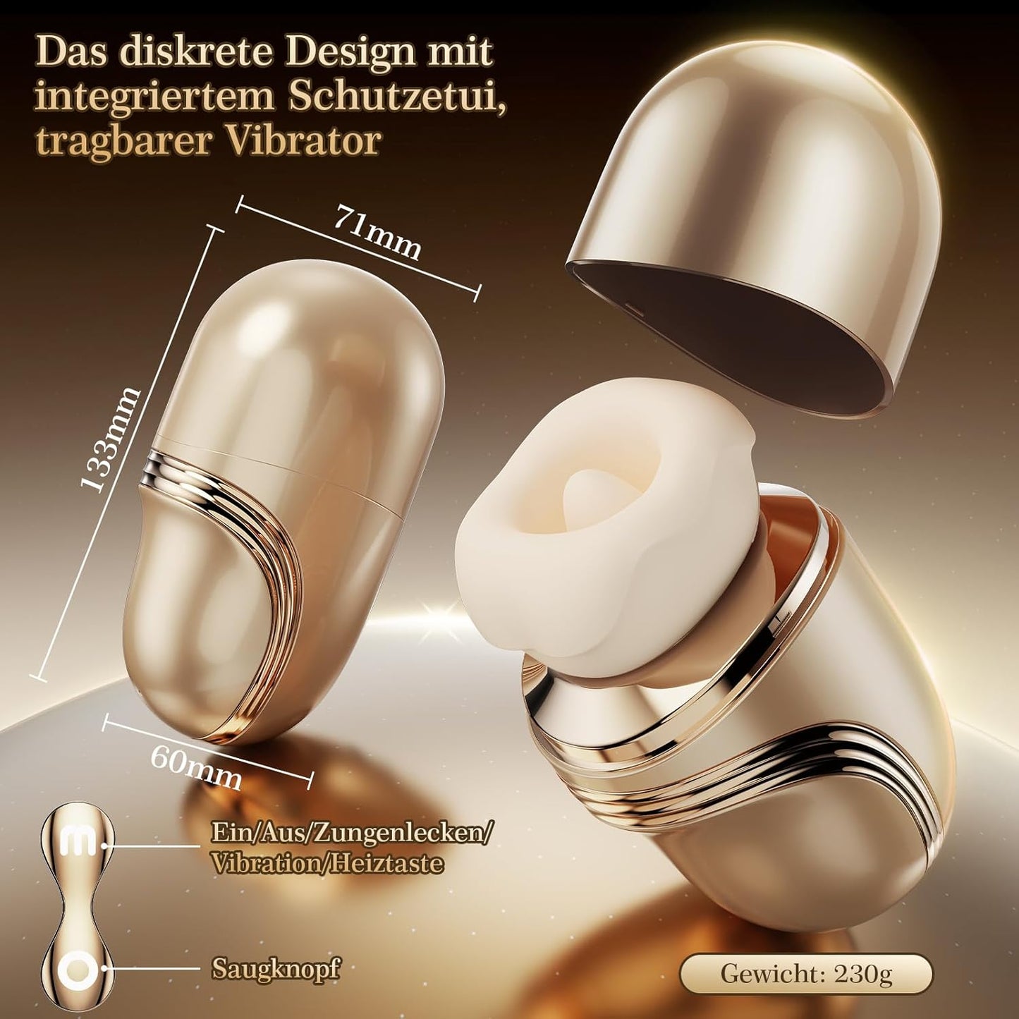 42°C Heizfunktion Klitoris Vibrator mit 10 Zungenlecken 10 Vibrationsmodi 3 Saugmodi