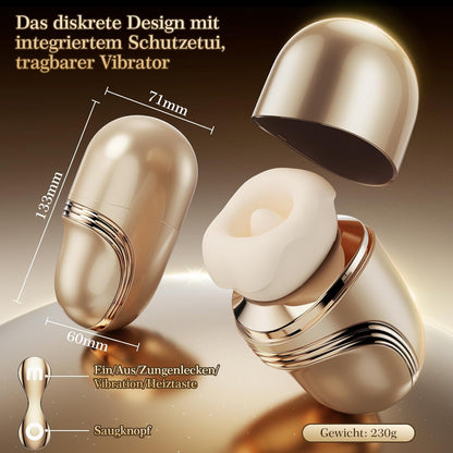 42°C Heizfunktion Klitoris Vibrator mit 10 Zungenlecken 10 Vibrationsmodi 3 Saugmodi