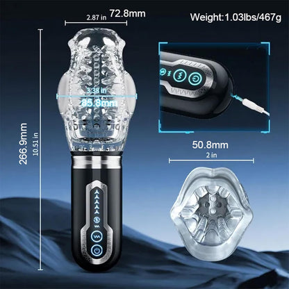 Automatischer Penistrainer Stroker Masturbator mit 5 Stoß & Rotationsmodi & 7 Vibrationsmodi