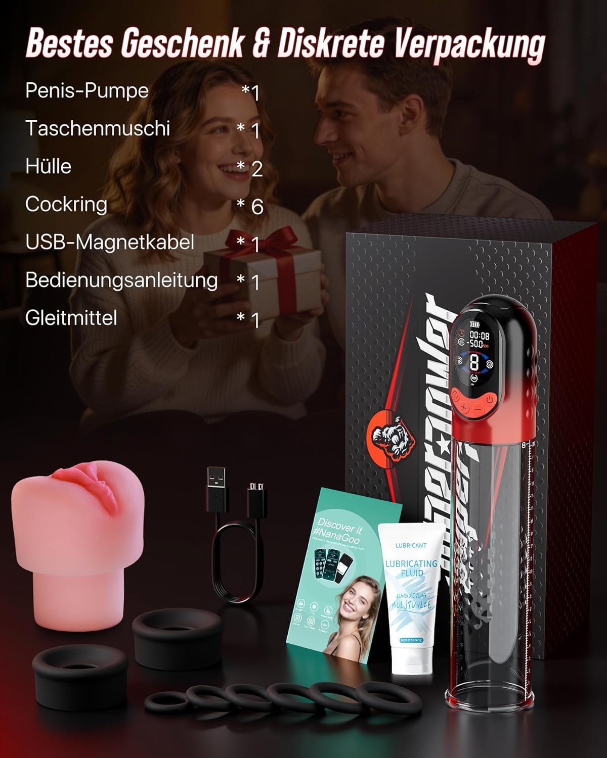 4 IN 1 Automatisch Penispumpe Masturbator mit 4 Trainingsmodi & 8 Saugstufen