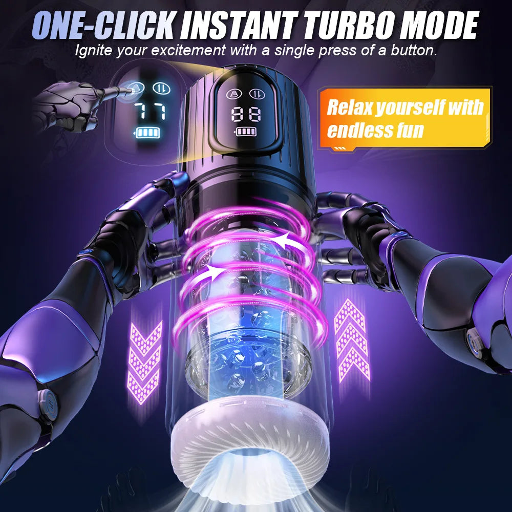 LCD-App-Steuerung Penis Masturbatorpumpe  mit 7 Stoß & 7 Rotations & 5 Saugfunktionen