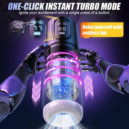 LCD-App-Steuerung Penis Masturbatorpumpe  mit 7 Stoß & 7 Rotations & 5 Saugfunktionen