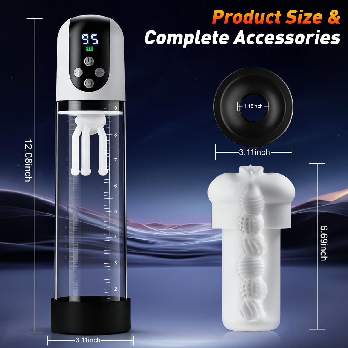 3 IN 1 Penisvergrößerer Penispumpe Masturbator Eicheltrainer mit 5 Saug & 9 Vibrationsmodi