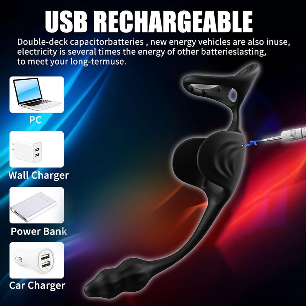 3 IN 1 Hodenvibrator Penisring Vibratoren Prostata Stimulator Massagegeräte mit 9 Vibrationsmodi