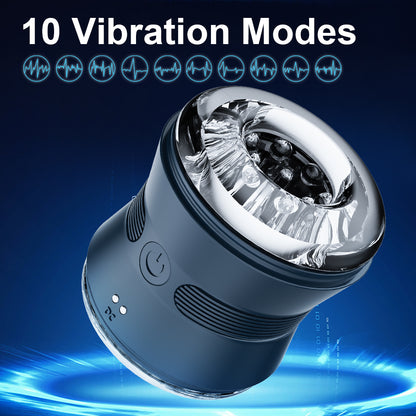 Elektrischer Masturbator Offenes Penis Trainer mit 10 Vibrationen 2 Motoren