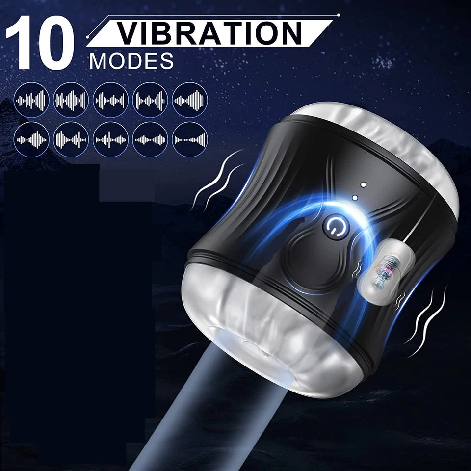 Elektrisch  Masturbieren Taschenmuschi Penistrainer Stroker mit 10 Vibrationmodi