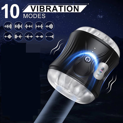 Elektrisch  Masturbieren Taschenmuschi Penistrainer Stroker mit 10 Vibrationmodi