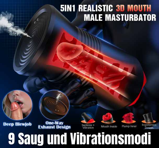 360° Umwickelter Penistrainer Stroker Blowjob Masturbator mit 9 Saug und Vibrationsmodi