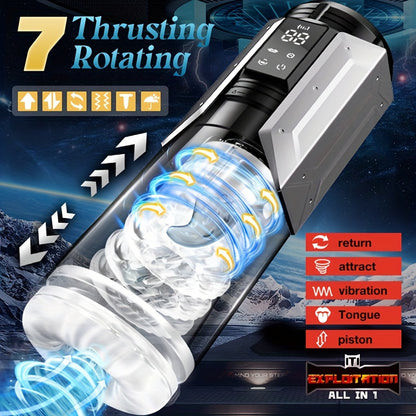 Elektrischer Masturbatoren Blowjob mit 7 Saug 7 Teleskop Dreh & 7 Vibrationsfunktionen